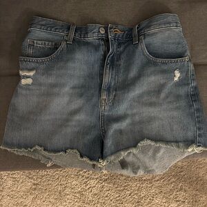 Uniqlo Blue Jean Shorts Distressed Frayed Hem